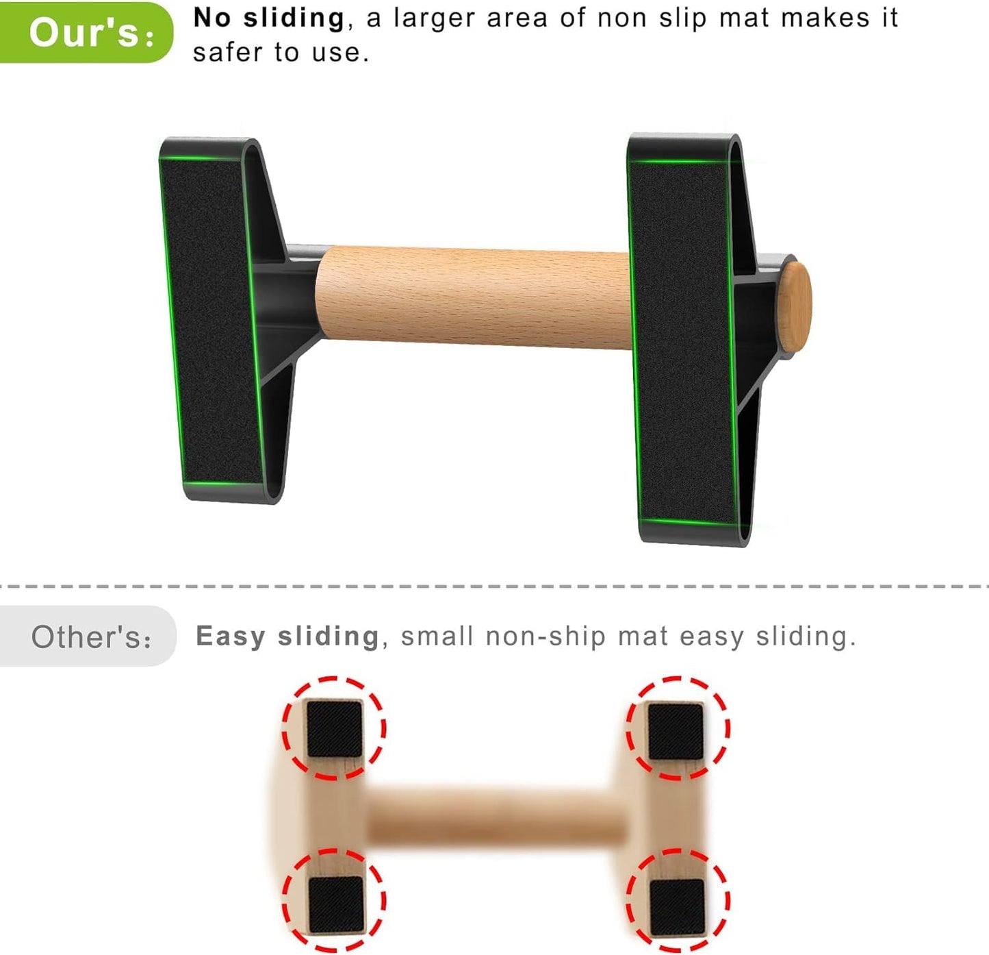 SELEWARE Wood push up bars Parallettes bars Anti-slip Handstand Bars for Calisthenics, Fitness, Floor workouts Solid Wood with Sturdy Metal Bracket,