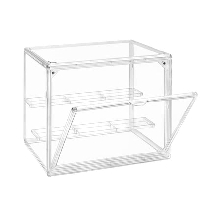 TSKDKIT Acrylic Display Case with Removable 2-Tier Shelves, Clear Display Box Dustproof Display Case with Openable Door for Figures, Models & Crafts