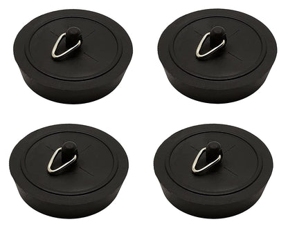 4 x fiXte Replacement Sink Plug Shower Bath Basin Rubber Black 45mm 1 3/4"