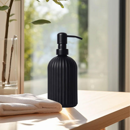 Glass Soap Dispenser, 400ML Shampoo and Conditioner Dispenser, Liquid Hand Soap Dispenser with Black Pump, Refillable Kitchen Bathroom Pump Bottle