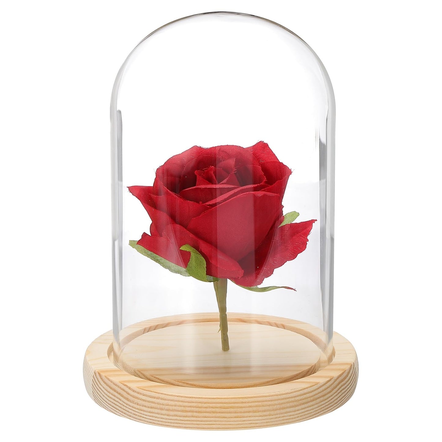 sourcing map Glass Cloche Display Dome, 6.2" x 3.9" Glass Dome Display Case Wood Base Tabletop Jar Case Decorative Bell Jar for Plant Home Decor