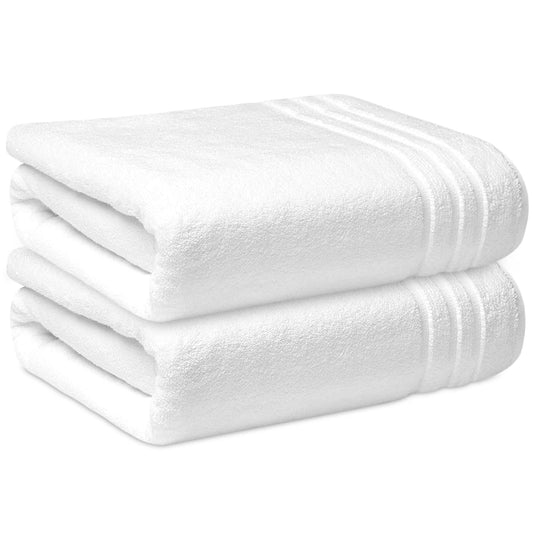Towelogy? Premium Jumbo Bath Sheets 100x170cm | 100% Egyptian Cotton Super Absorbent Shower Bathroom Towels Commercial Grade Quality (Pearl White, 2)