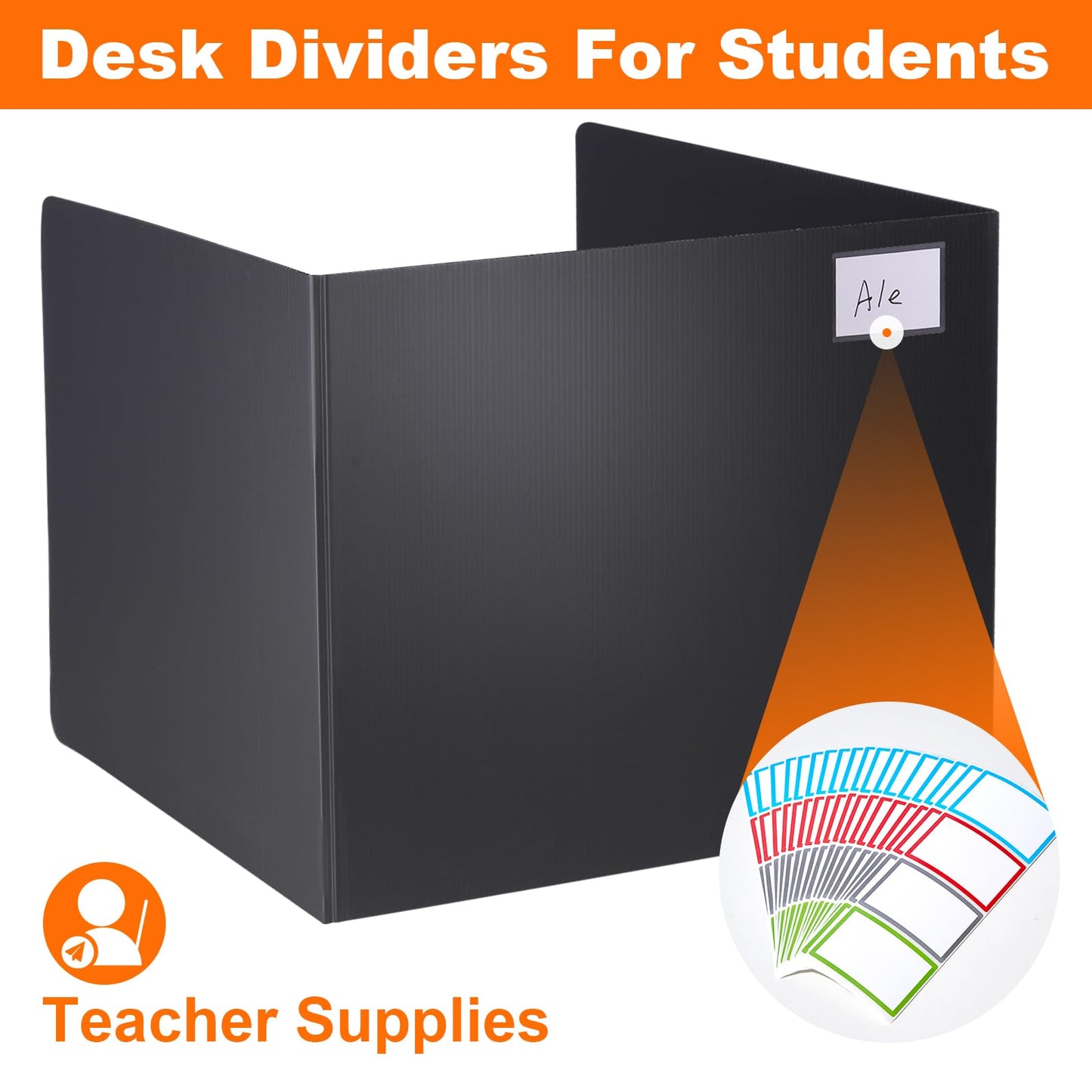 Novelfun 24PCS Desk Dividers for Students Portable Privacy Shields - Black