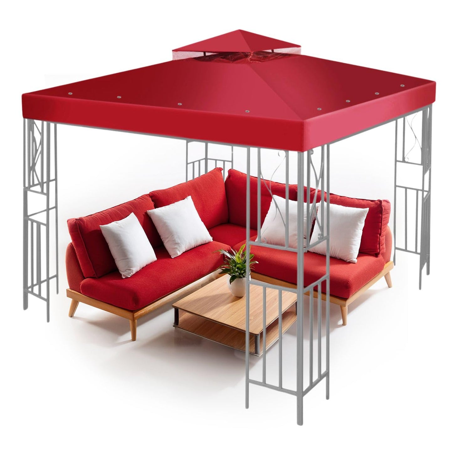 Flexzion Gazebo Top Replacement 10x10 Feet - Canopy Replacement Cover for Double Canopy Tent Dual Tier Pop Up Gazebo Tent Netting Cover, Water, Dirt,
