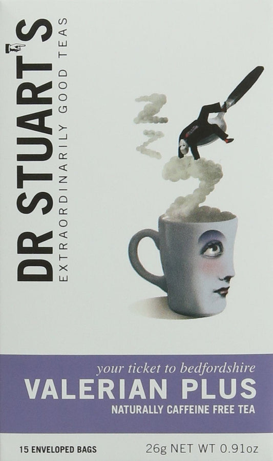 Dr Stuarts Valarian Plus Herbal Tea 15 Bags (Pack of 10) - Made in a Carbon Neutral Factory - Queens Award For Enterprise