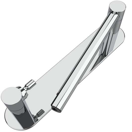 WZRUA Toilet Roll Holder Self Adhesive, Double Post Pivoting Stick On Toilet Paper Holder, Chrome Stainless Steel No Drilling Paper Holder for