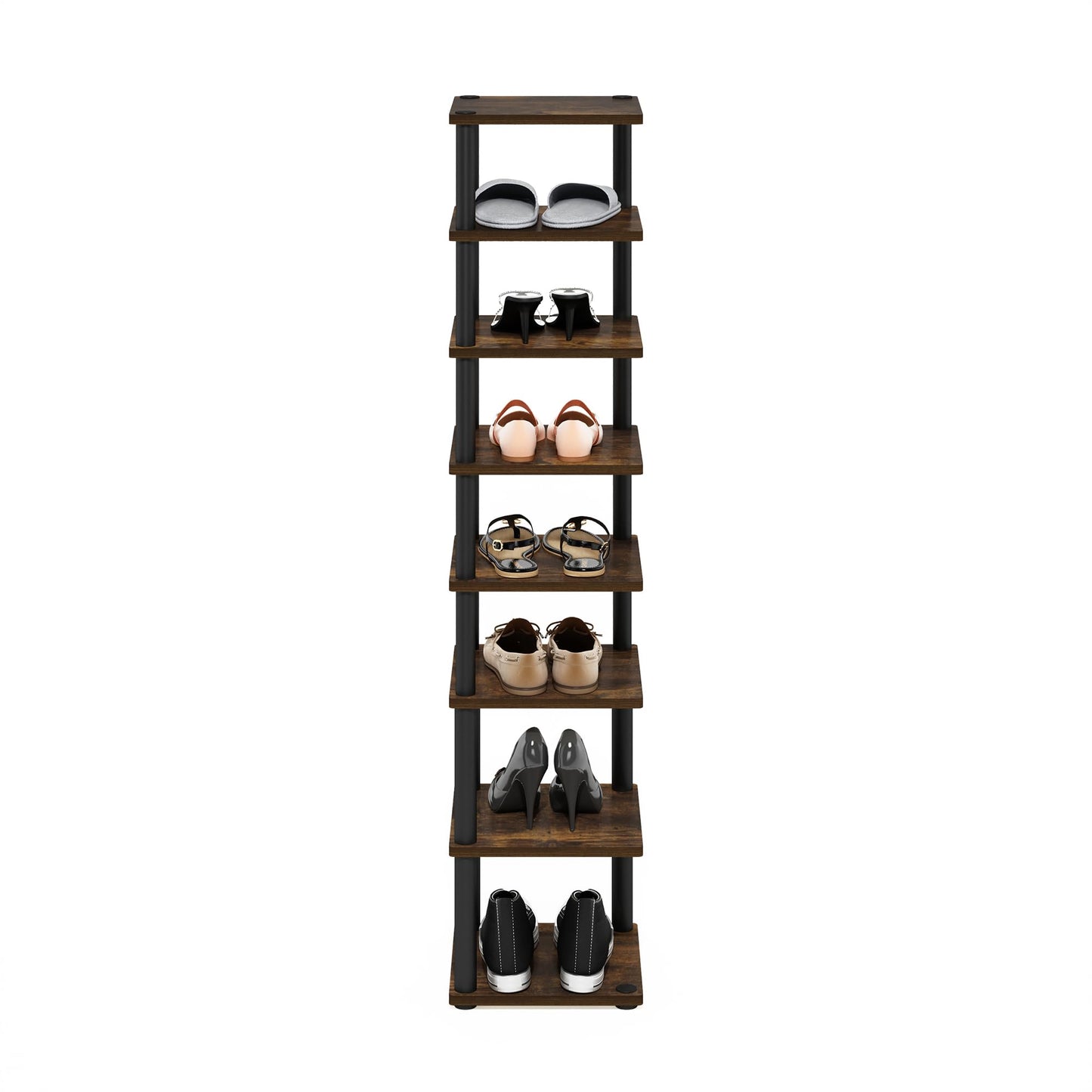 Furinno TURN-N-TUBE Shoe Rack, 8-Tier Shoe Organizer, Free Standing Shoe Storage with Vertical Space Saving Shoe Tower, 11.6 x 11.6 x 52.6