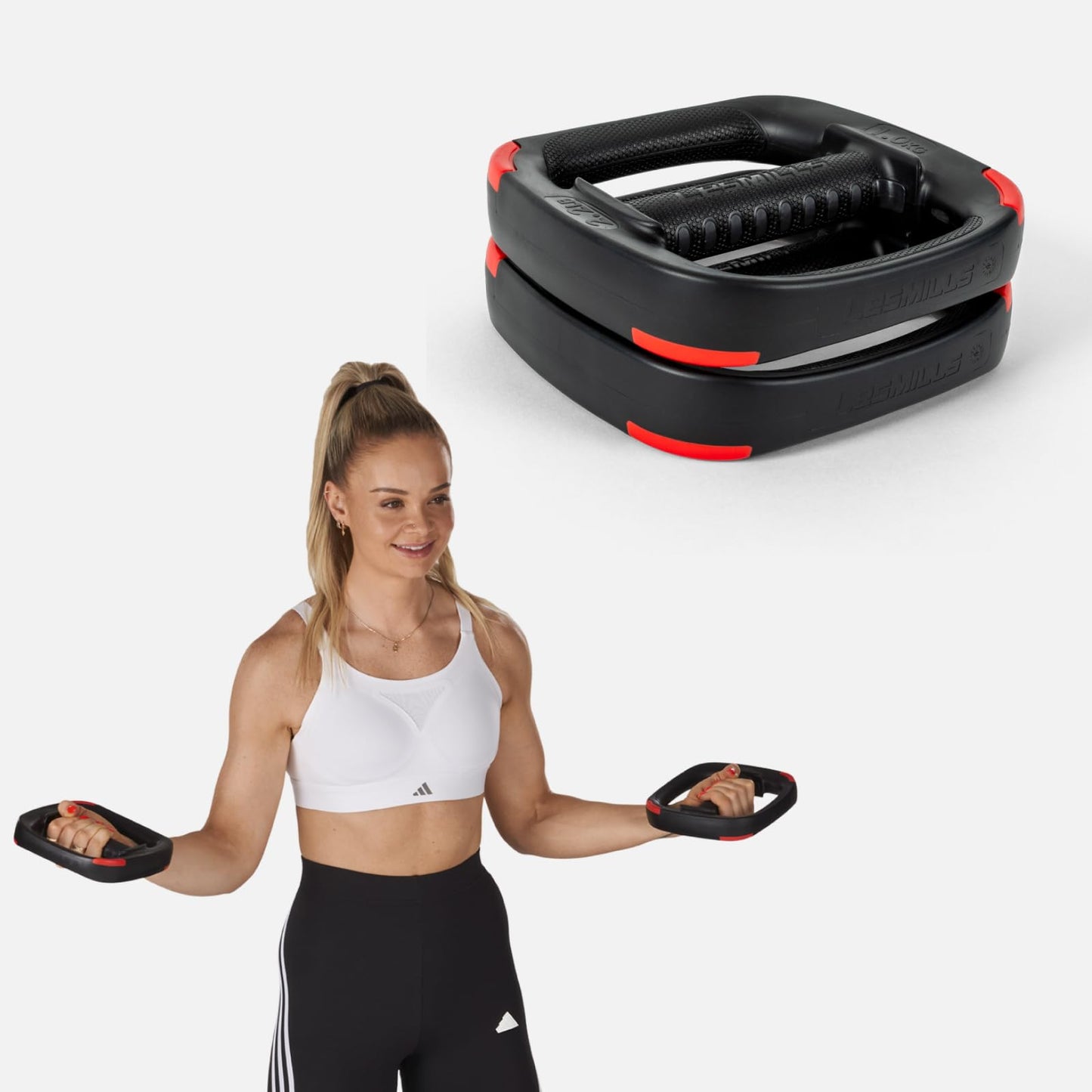 Les Mills? Dual Purpose 2.2 lbs Ergonomic Hand Weights, Home Gym Equipment, Light Workout Plates for Total Body Workouts