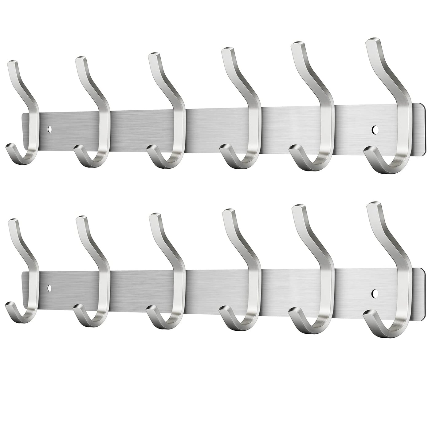 MEIJO Coat Hooks Wall Mounted, Coat Rack Wall Mounted Stainless Steel with 6 Hooks Heavy Duty Coat Hooks for Door, Bedroom, Bathroom, Kitchen