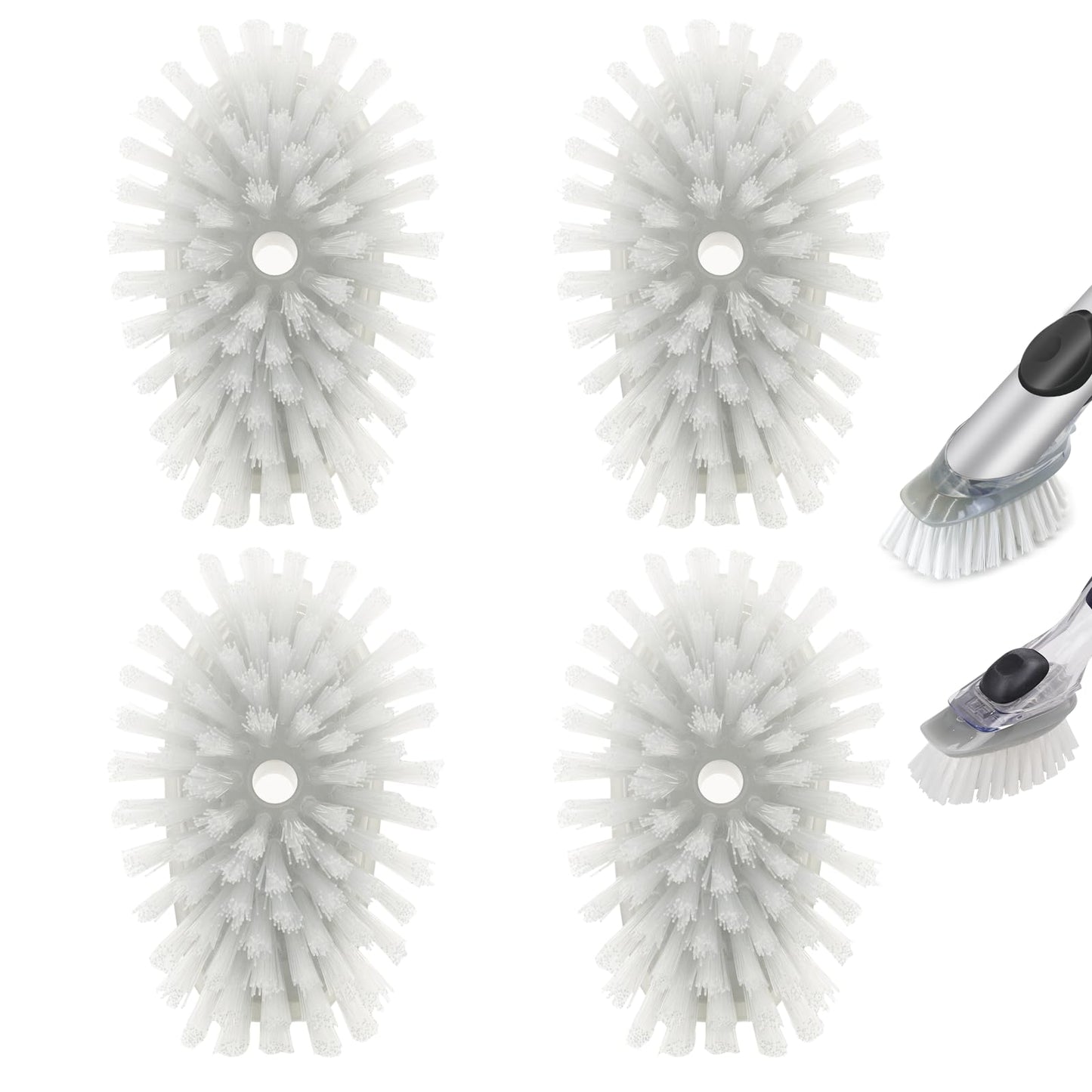 Brush Refills for OXO Dish Brush - 4 Pack Dish Brush Cleaning Soap Dispensing Head Replacement for Scrubber(Grey)