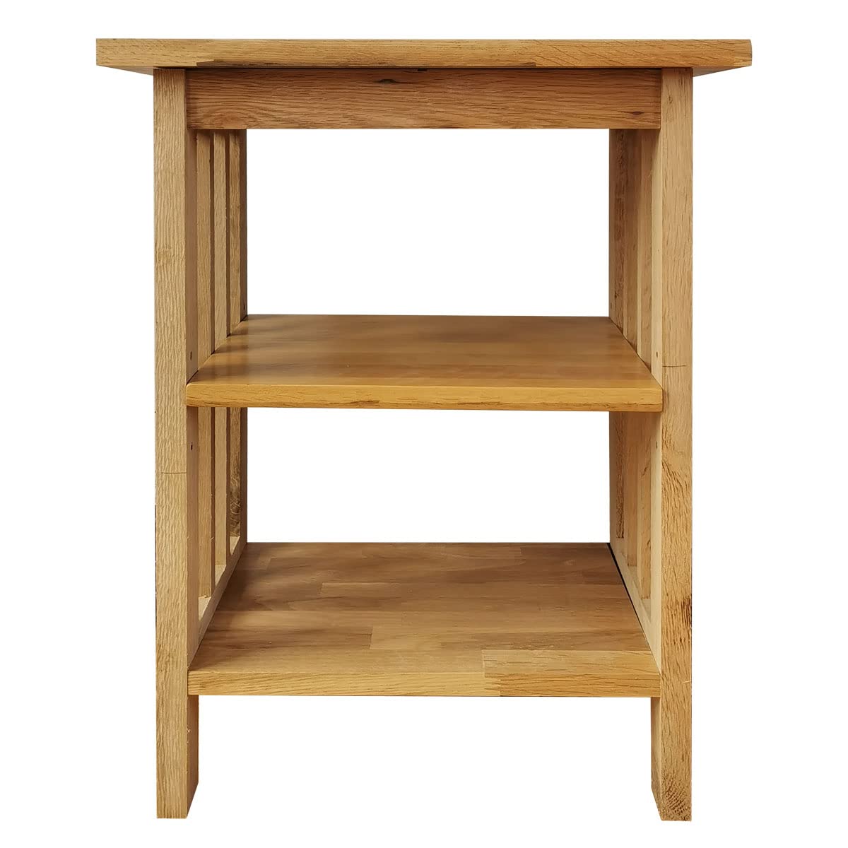 Aurotrice OAK Side Table 2 Storage Shelves Night Table End Table Grid Frame Rural Style 40 x 30 x 54 cm Large space
