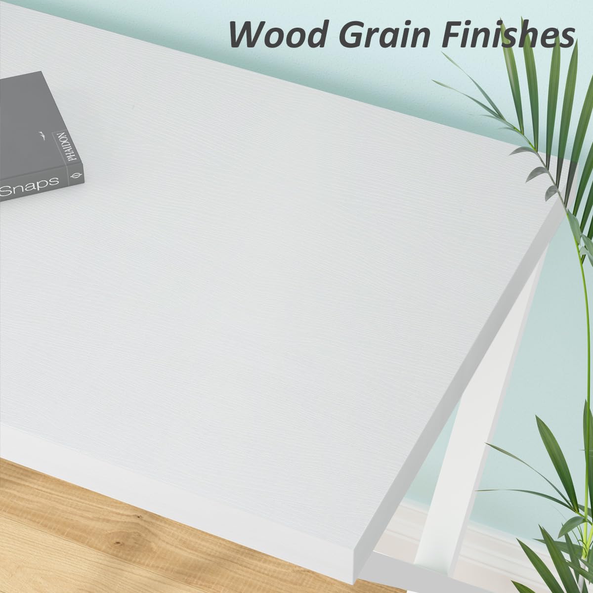 IBF White Computer Desk, Modern Home Office Desk for Writing Work Study, Simple Wooden Metal Pc Gaming Desk in Bedroom