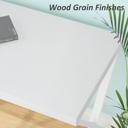 IBF White Computer Desk, Modern Home Office Desk for Writing Work Study, Simple Wooden Metal Pc Gaming Desk in Bedroom
