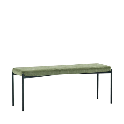 Julian Bowen Leonie Dining Bench for 2, Corduroy, Green - H47.5 x W120cm
