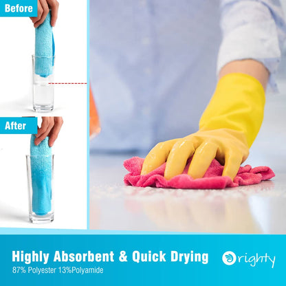 Orighty Microfibre Cleaning Cloths, Pack of 120, Highly Absorbent Cleaning Supplies, Lint Free Cloths for Multiple-use, Powerful Dust Removal Cleaning