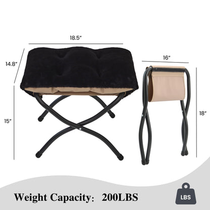 Mordchil EU 15"(H) Folding Ottoman, Foldable Footrest Stool, Portable Small Foot Stool for Couch, Collapsible Foot Rest Ottoman for Sofa