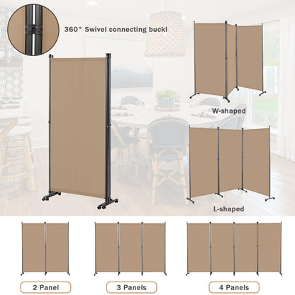 Angel Living 3 Panels Folding Room Divider, Privacy Screen Composed of Polyester Fabric and Sturdy Iron Frame