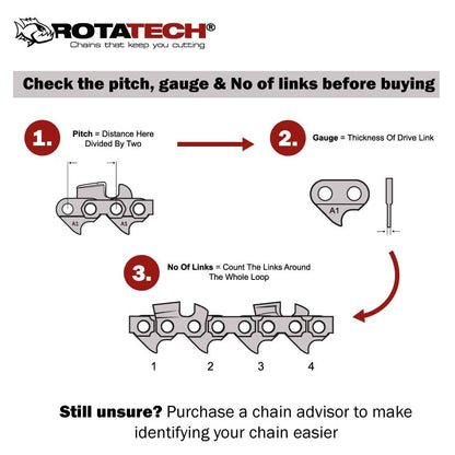 15" Rotatech Chainsaw Guide Bar & Saw Chain Pack Fits Husqvarna 133, 136, 137, 140, 141, 142, 154, 234, 235, 238, 240, 242, 246, 254, 257, 261, 340,