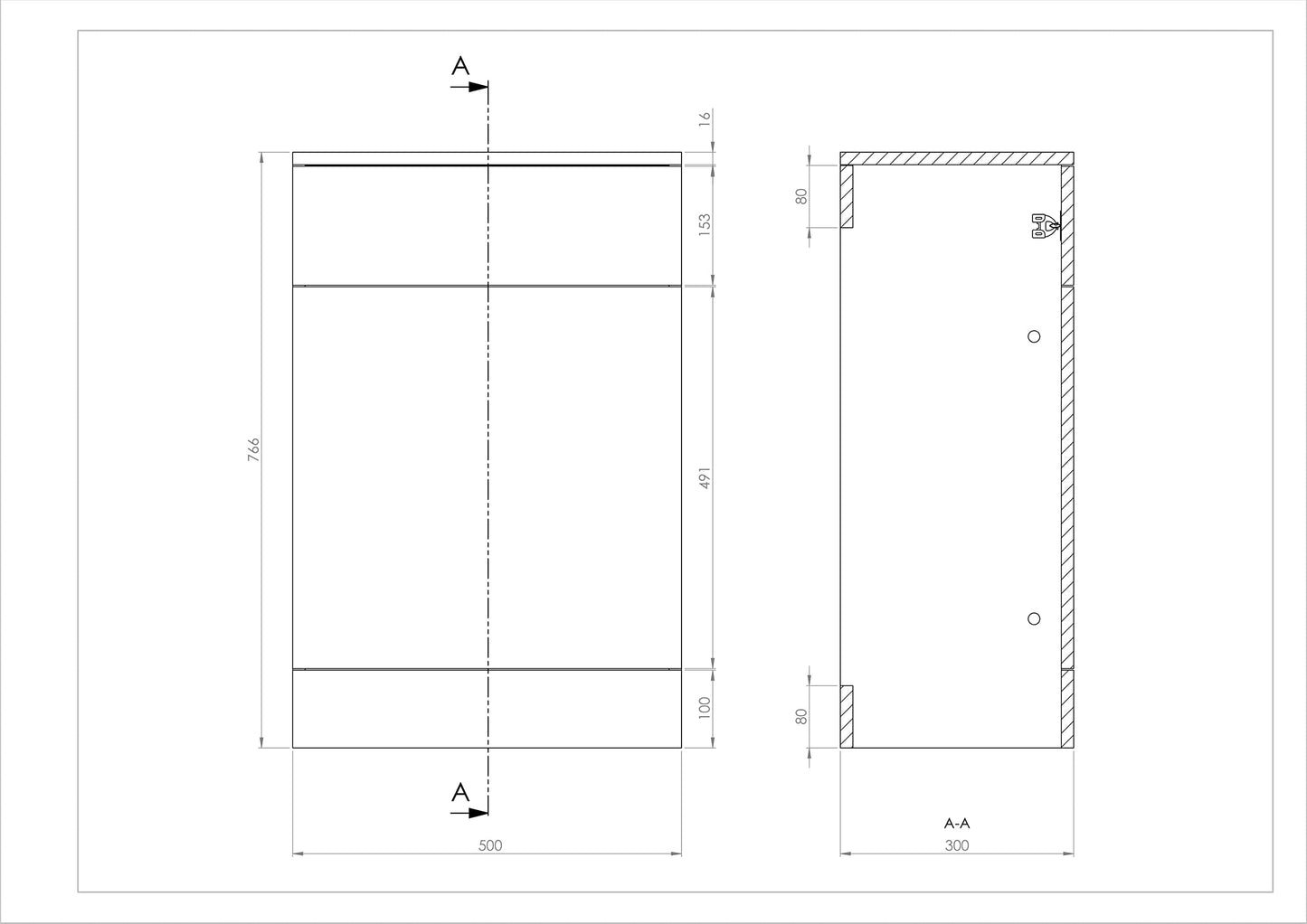 VeeBath Linx BTW Back to Wall WC Toilet High Gloss White Bathroom Furniture Concealed Cistern Cabinet Unit - 500 x 300mm