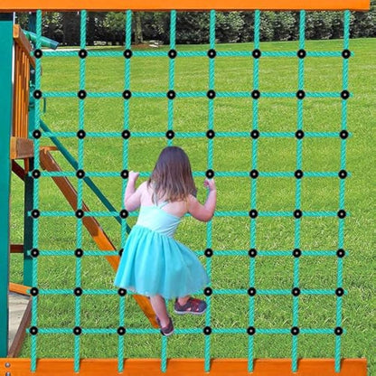 BeneLabel Climbing Cargo Net, Climbing Frame Net Kids Webbing Net Rope Ladder with Harware Set for Outdoor Playset, Kids Swing, Playground, Treehouse Obstacle Course Training Accessories, 380 x 178cm