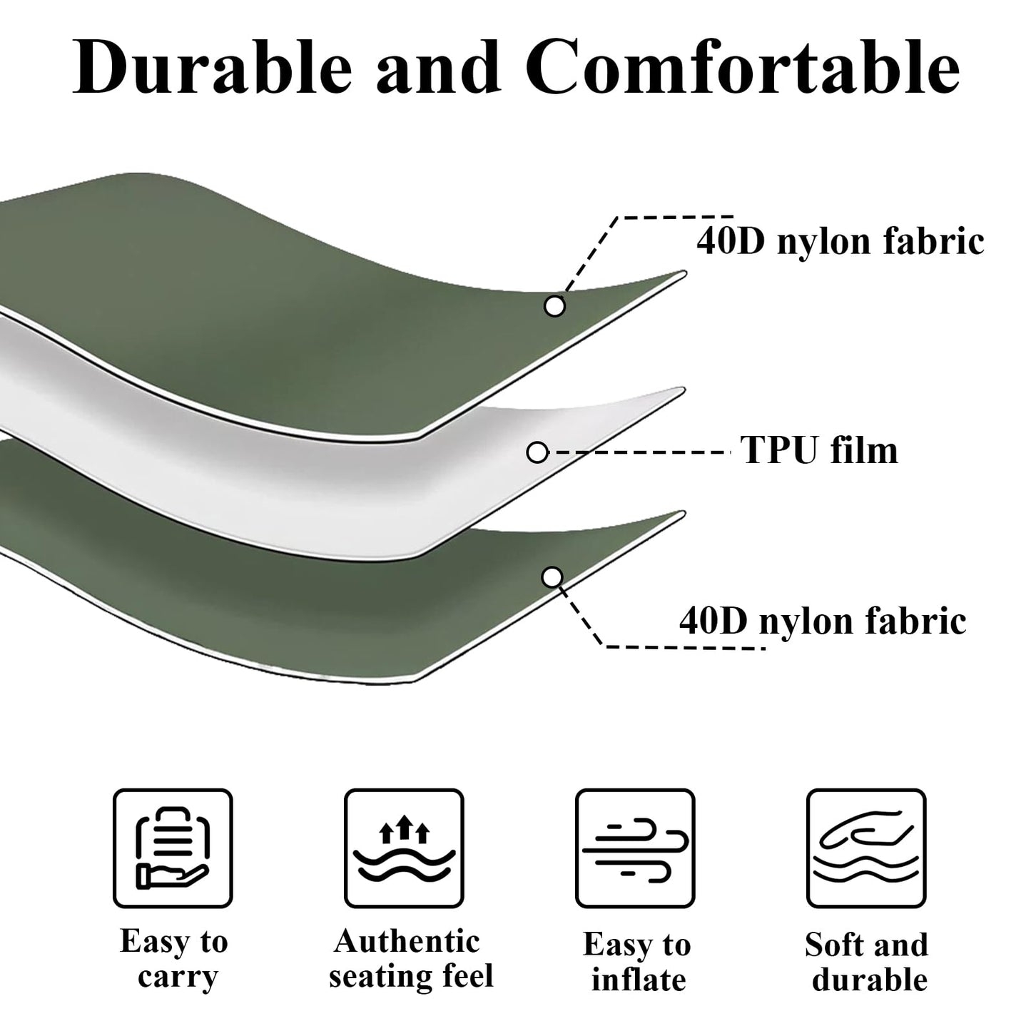 BDDZYBY Travel Cushion – Portable Air Seat Pad for Long Sitting, Camping & Stadium, Lightweight Foldable for Airplane, Car & Office