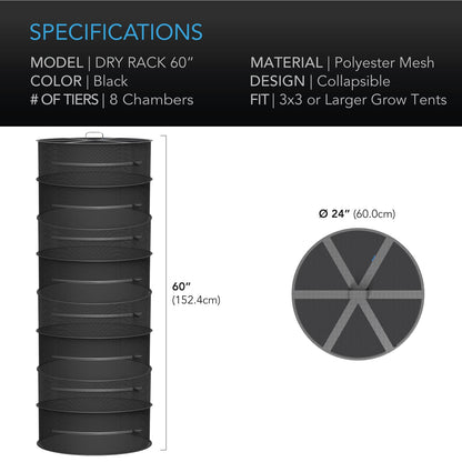 AC Infinity Herb Drying Rack, 8-Layer Hanging Mesh Net for Plants, Seeds, and Buds, 24" Diameter Fit in Grow Tents Closets Hydroponics
