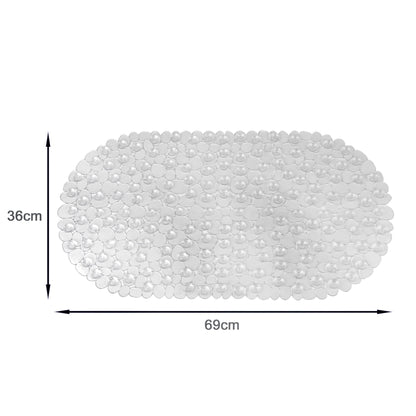 WELTRXE Non Slip Bath Mats for Inside Bath, 69 x 36 cm Clear Pebble Bath Mat Non Slip Anti Mould, Anti Slip Shower Mat