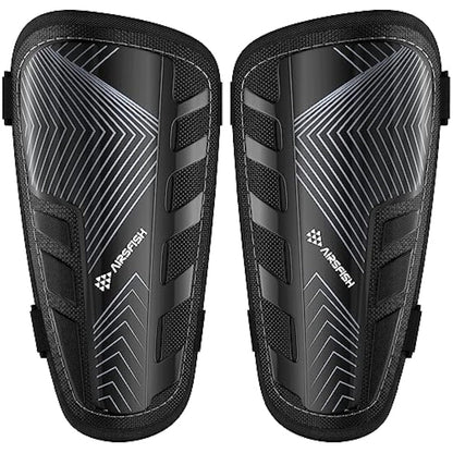 AirsFish Shin Pads Boys CE Certified Kids Football Shin Guards Breathable Non Slip Extended Adjustable Straps Lightweight Soccer Shin Pads for Boys Girls Teens Leg Calf Protective