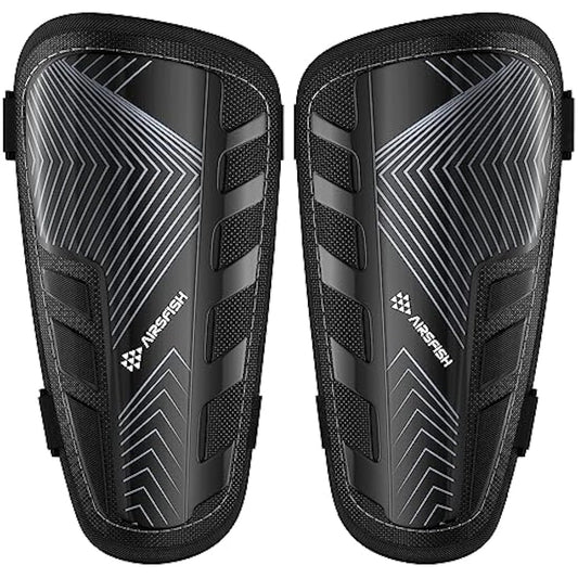 AirsFish Shin Pads Boys CE Certified Kids Football Shin Guards Breathable Non Slip Extended Adjustable Straps Lightweight Soccer Shin Pads for Boys Girls Teens Leg Calf Protective