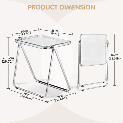 TAO ONE Acrylic Folding Table TV Tray Small Side Table - Gray