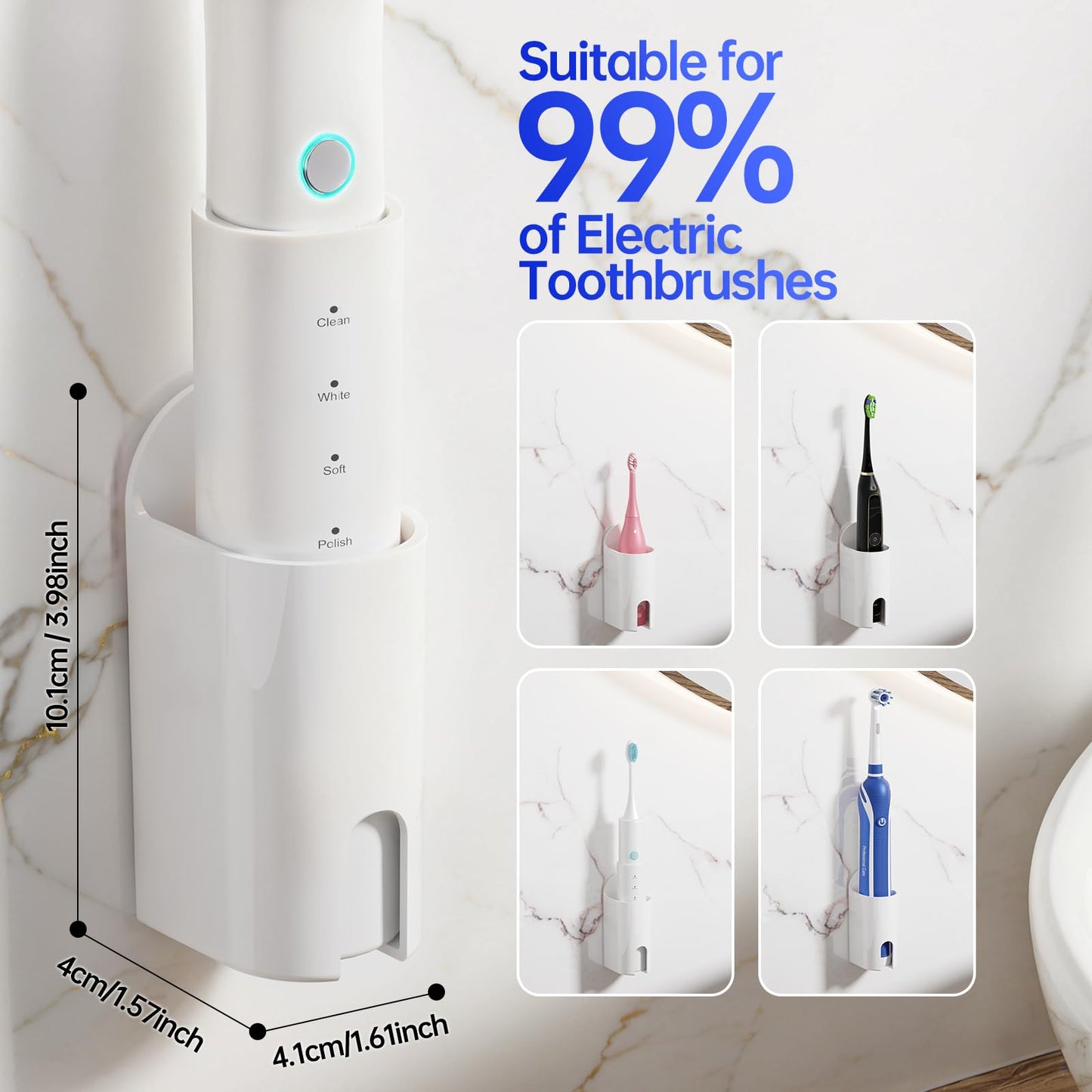 Toski Electric Toothbrush Holder 4 Pcs, Self-Adhesive Tooth Brush Holder