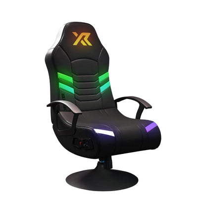 X-Rocker Aries RGB 2.1 Pedestal, Stereo Audio Gaming Chair - Neo Motion™ Sync App Controlled LED Lights, Immersive Sound, Folding