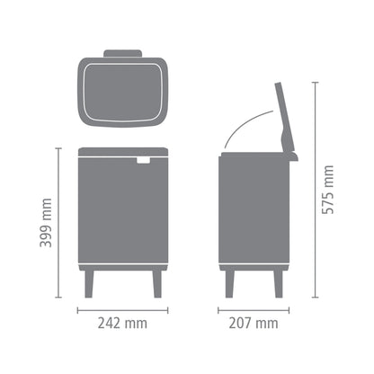 Brabantia Bo Waste Bin Hi 7L with Soft Close Lid, Removable Inner Bucket, and Transport Grip – Ideal Bathroom Bin, Bedroom, and Home Office
