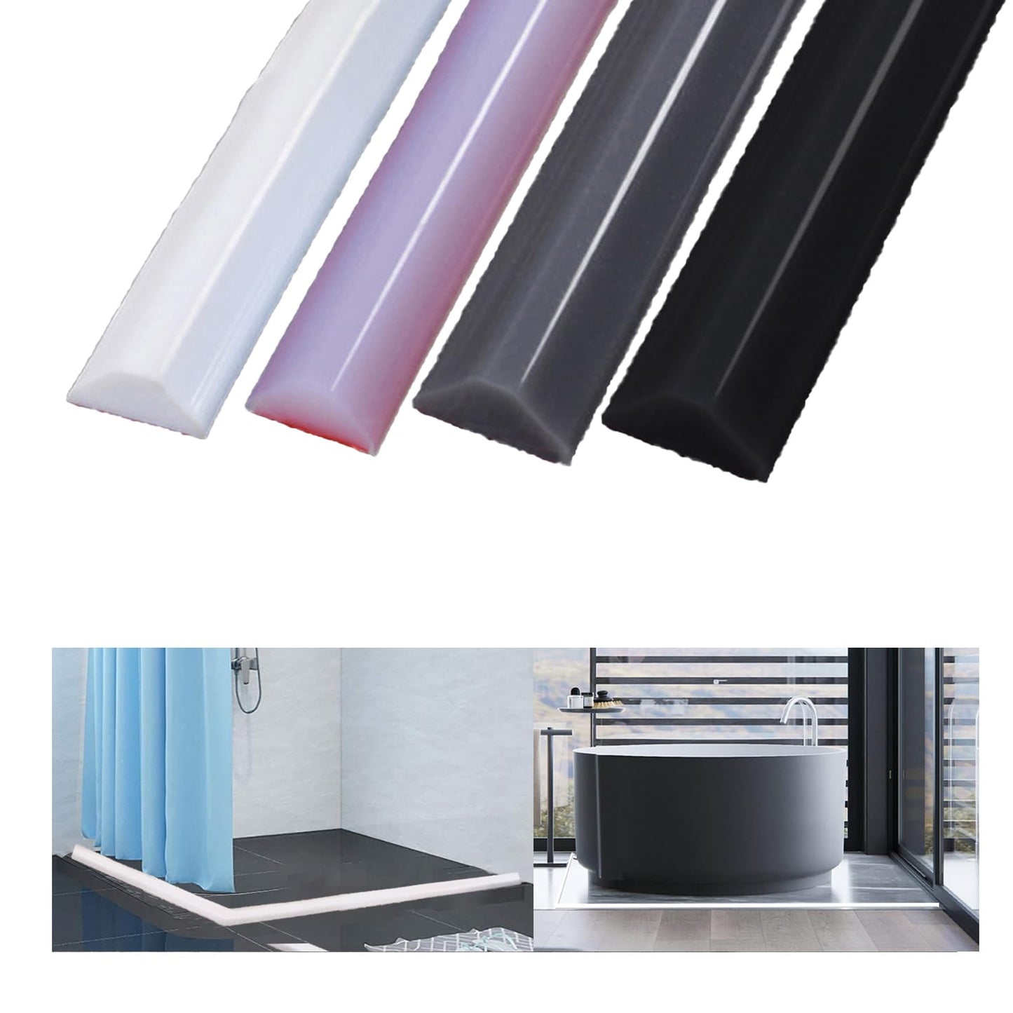 200CM Wet Room Floor Barrier, Shower Water Barrier, Shower Tray Seal, Silicone Water Retaining Strip, Shower Floor Water Barrier, Shower Threshold