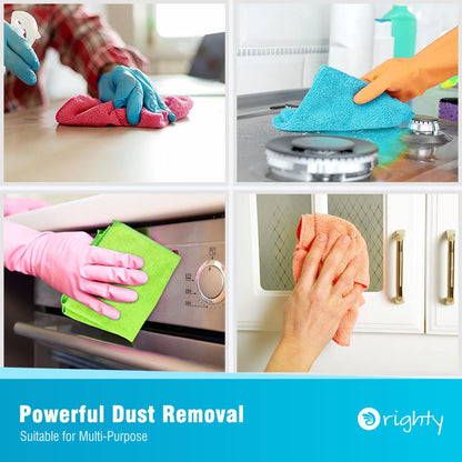 Orighty Microfibre Cleaning Cloths, Pack of 120, Highly Absorbent Cleaning Supplies, Lint Free Cloths for Multiple-use, Powerful Dust Removal Cleaning