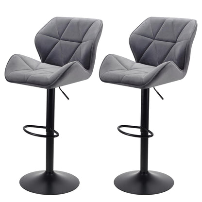 WangPangzi Set of 2 Velvet Bar Stools with Footrest,Adjustable Height & 360° Swivel, Gas Lift Counter Stools for Kitchen Island, Home Bar