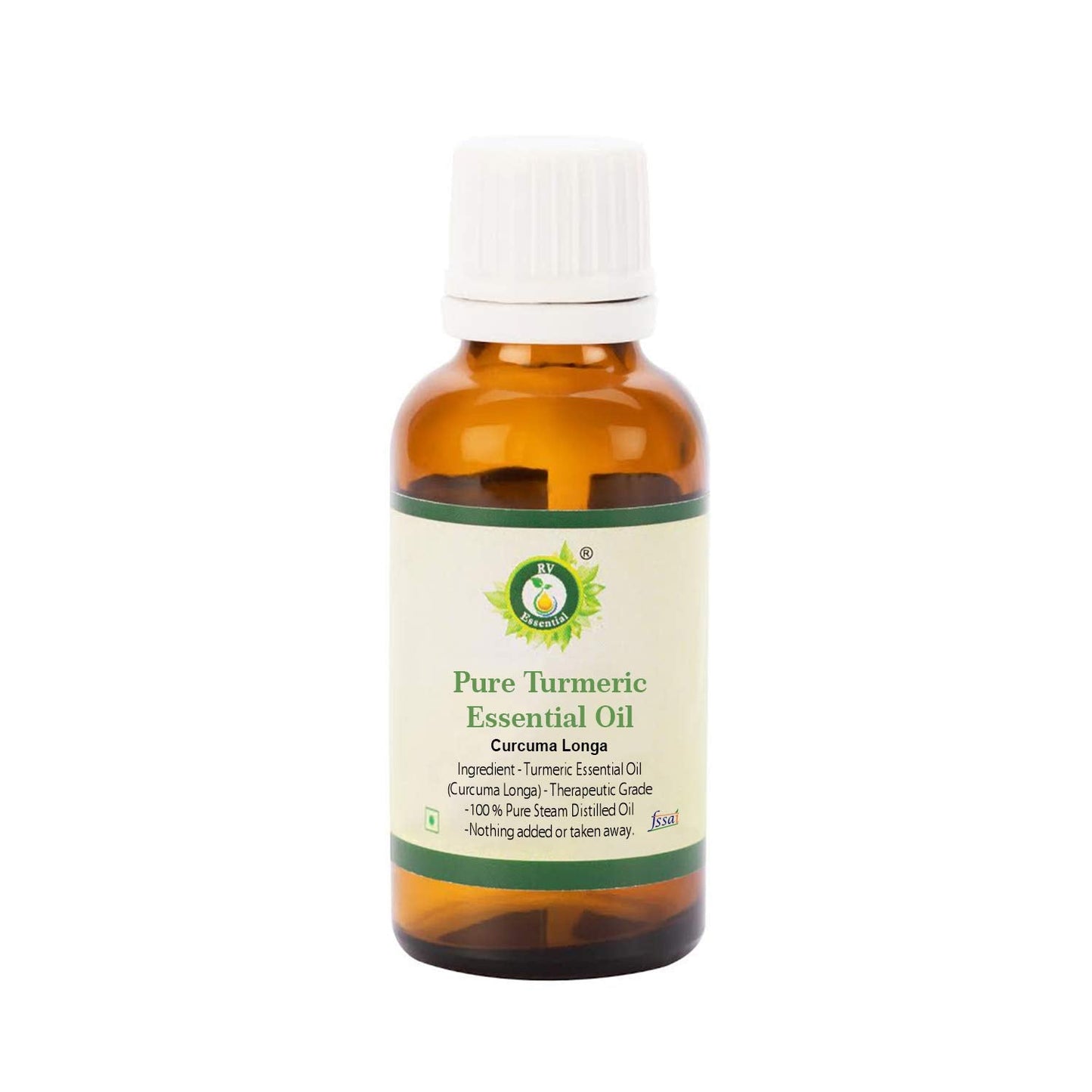 R V Essential Pure Turmeric Essential Oil 50ml (1.69oz)- Curcuma Longa (100% Pure and Natural Steam Distilled)