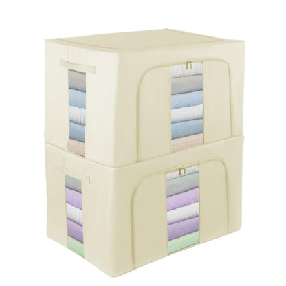 Womanht 2 Pack Closet Organizers and Storage, Foldable Oxford Steel Frame Storage Box with Clear Window & Carry Handles