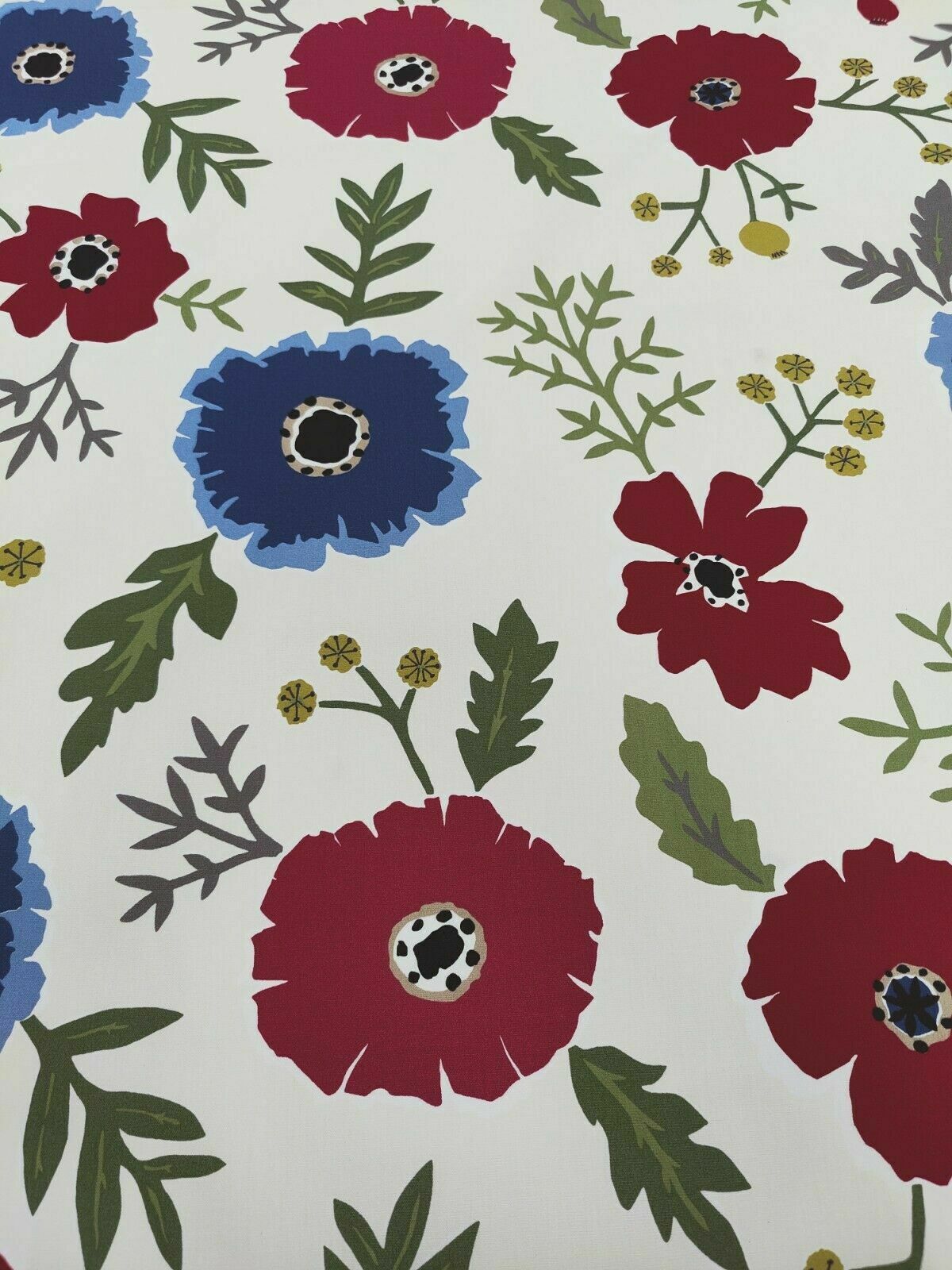Sanderson Wind Poppies Marine/Crimson Curtain Fabric By The Metre