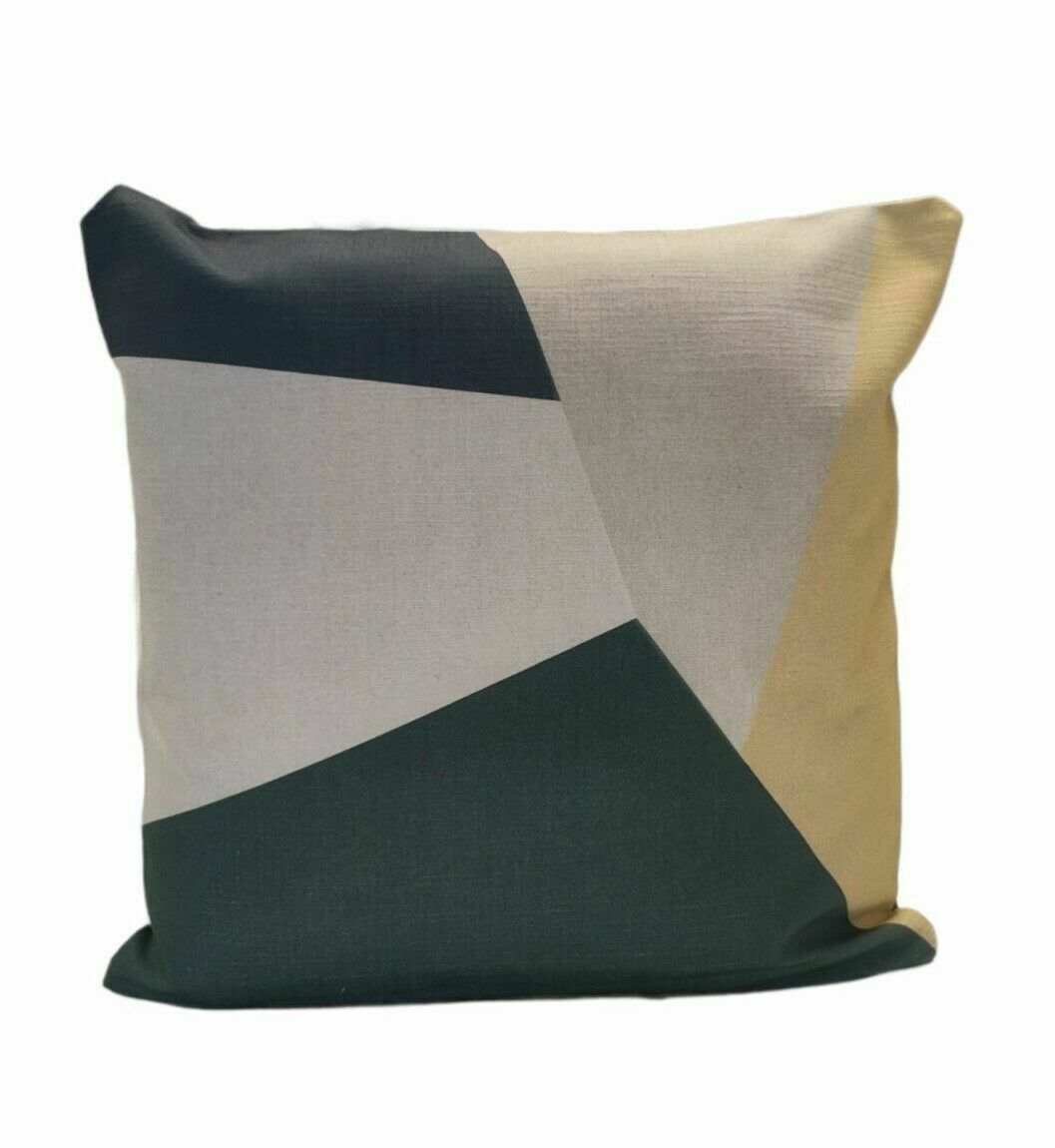 Geometric Green/Blue/Ochre 16" / 40cm Cushion Cover