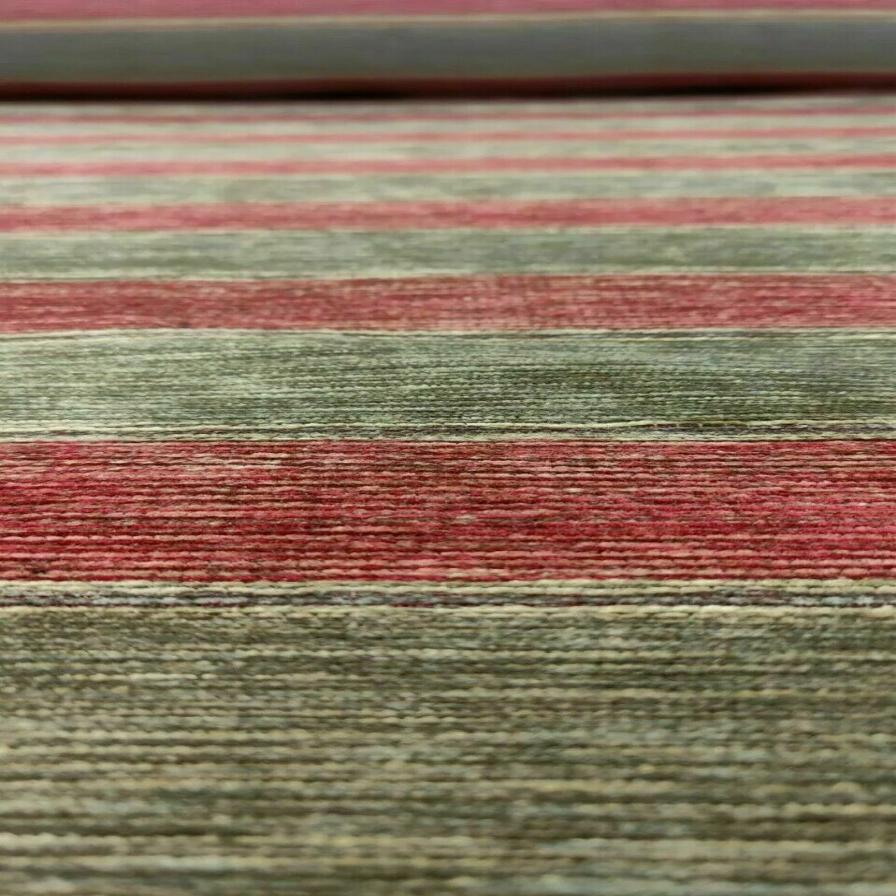 Heavyweight Kilim Stripe Red Upholstery Furnishing Fabric 25 Metre Roll