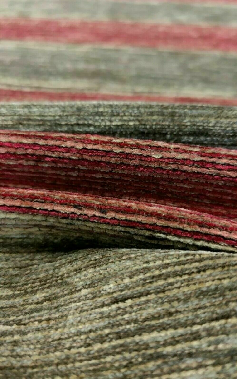 Heavyweight Kilim Stripe Red Upholstery Furnishing Fabric 25 Metre Roll