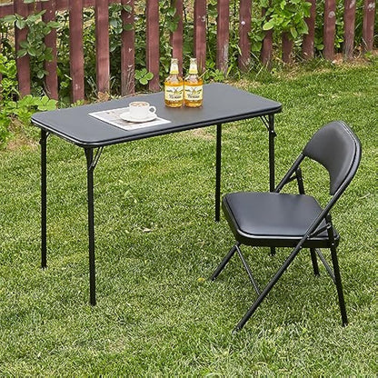 KAIHAOWIN Set of Desk and Chair, Computer Table/Dining Table 97 x 47 cm and Folding Chair 40 x 40 cm, Folding Desk and Chair, Outdoor, Black