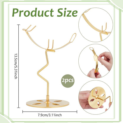 NBEADS 2 Sets Crystal Display Holder, 7.9x13.5cm Moon Shaped Small Rock Display Stand Sphere Display Holder for Gemstones Geodes Mineral Agate Home