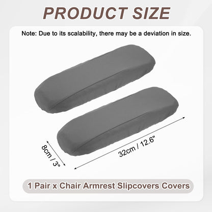 sourcing map Chair Armrest Slipcovers Covers, 32 x 8cm Polyester Removable Seat Hand Rest Protector for Office Chairs Desk Chair(Gray)