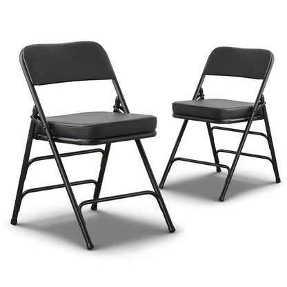 CHAIRABLE Padded Folding Chairs with Thick Cushion, 2 Pack Black