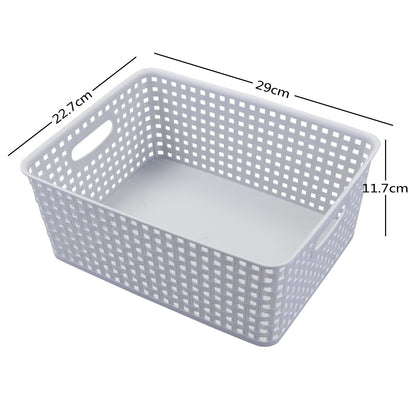 Cadineer Plastic Woven Storage Basket, Grey Organizer Basket Box Set of 6