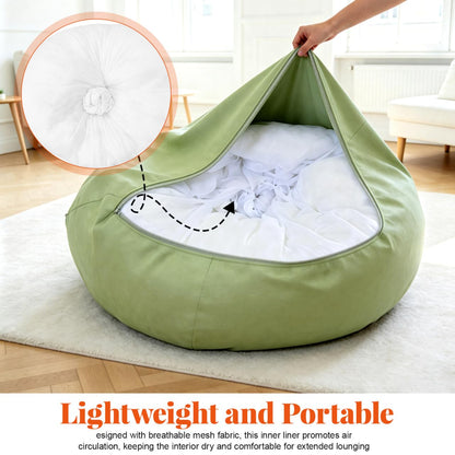 Ciieeo Bean Bag Inner Liner Replacement, 120 x 130cm White Bean Bag Chair Cover, Washable Breathable Lazy Sofa Mesh Inner Liner without Filling for