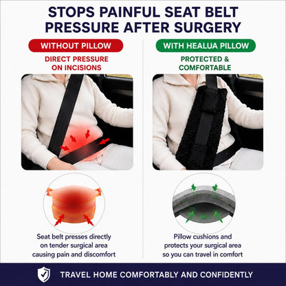 Seat Belt Pillow for Abdominal Surgery Recovery – Hysterectomy Pillow, C-Section Recovery Pillow, Tummy Tuck & Hernia Surgery Cushion