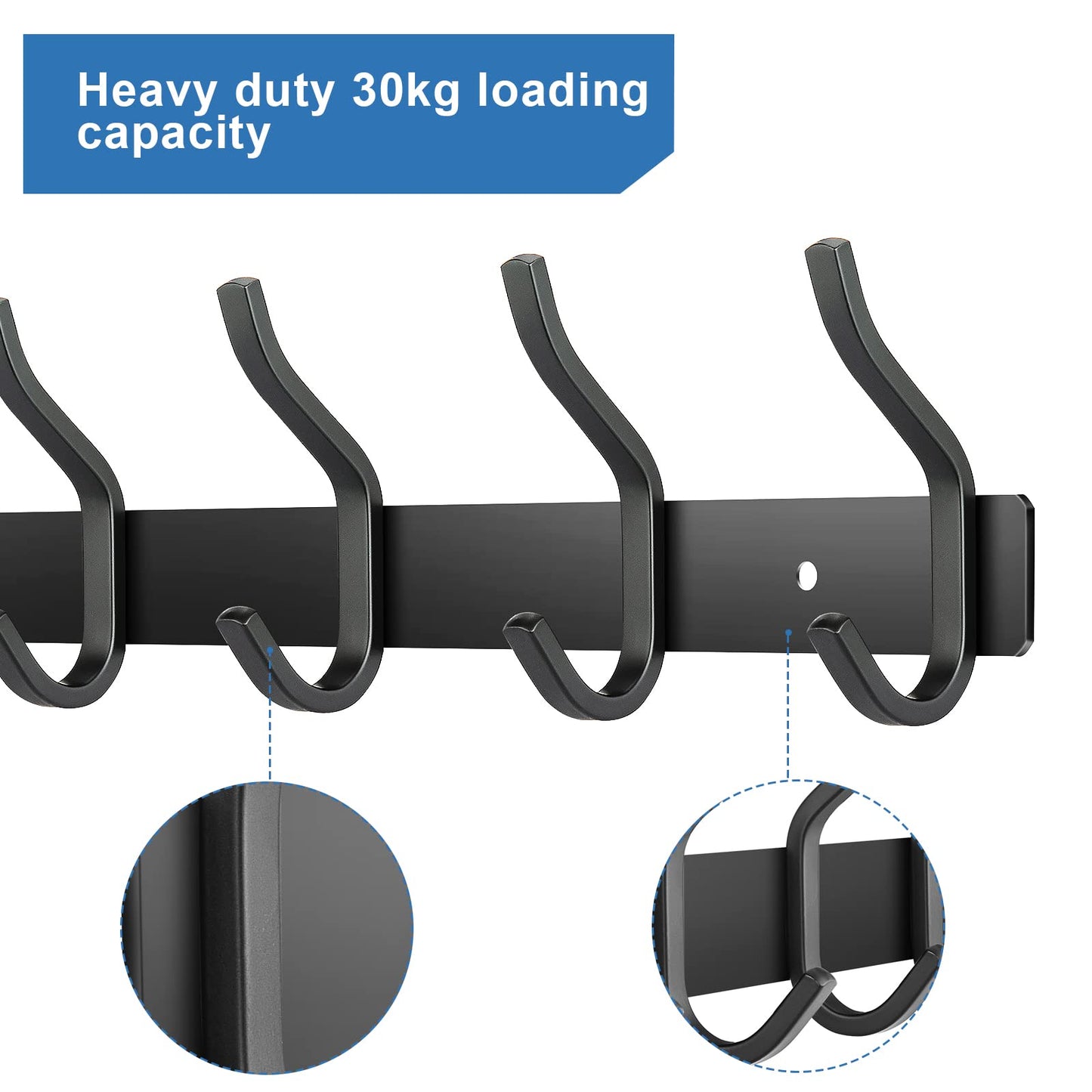 MEIJO Coat Hooks Wall Mounted, Coat Rack Wall Mounted Stainless Steel with 8 Hooks Heavy Duty Coat Hooks for Door, Bedroom, Bathroom, Kitchen